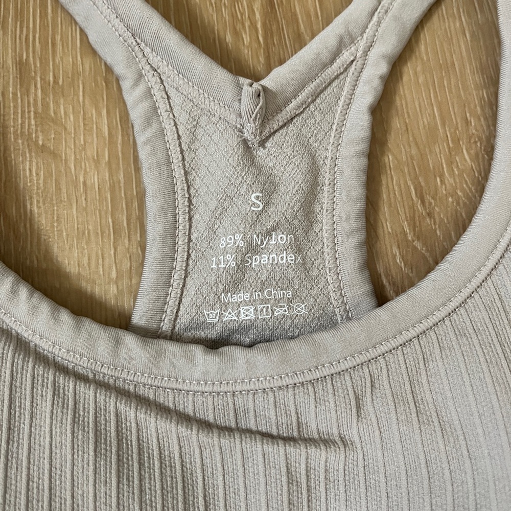 Beige/Gray Ribbed Tank Top - Picture 2 of 2